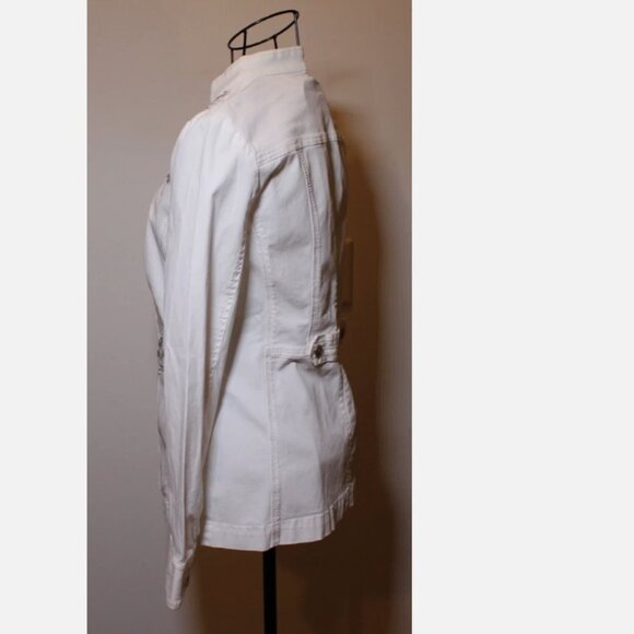 White House Black Market Silver Embroidered Dress Jacket Holiday Blazer Sz 0 - Picture 5 of 6